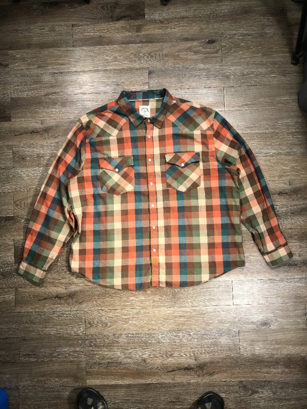 Dubinik Customized Version Men 3XL Shirt Flannel Plaid Button Up Pearl Snap Fall